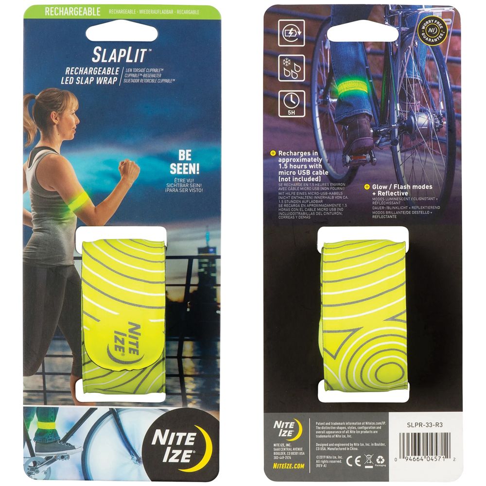 Nite Ize SLAPLIT RECHARGEABLE LED SLAP WRAP-NEON YELLOW/GREEN LED