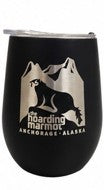 The Hoarding Marmot 350ml Wine Tumbler - Black with Laser etched Logo
