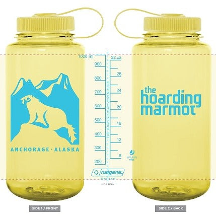 Nalgene 32oz Wide Mouth Water Bottle Butter/Blue Color