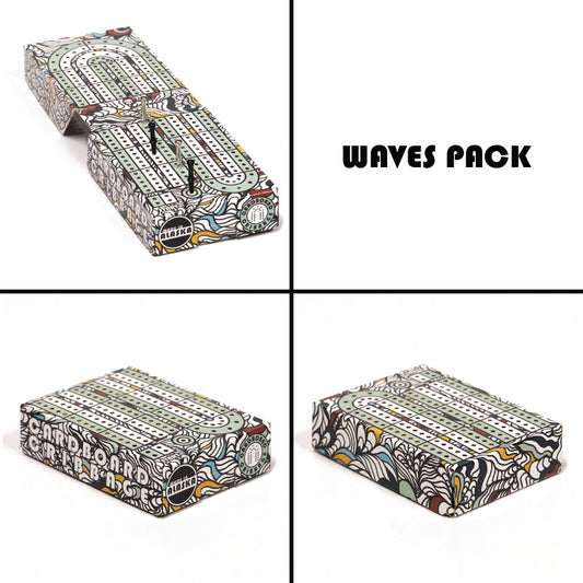 Cardboard Cribbage The Waves Pack - Travel Cribbage Set