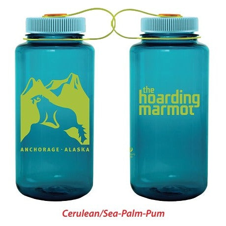 Nalgene The Hoarding Marmot Alaska Wide-Mouth Water Bottle – Cerulean W/Green Ink