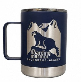 Fifty/Fifty 12 OZ Camp Mug - Navy Blue W/ Laser Etched The Hoarding Marmot Logo