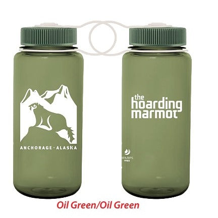 Nalgene 16oz Wide Mouth Water Bottle Oil Green/White
