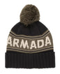 Armada Jacquard Knit Pom Beanie - Black/Sage/Olive