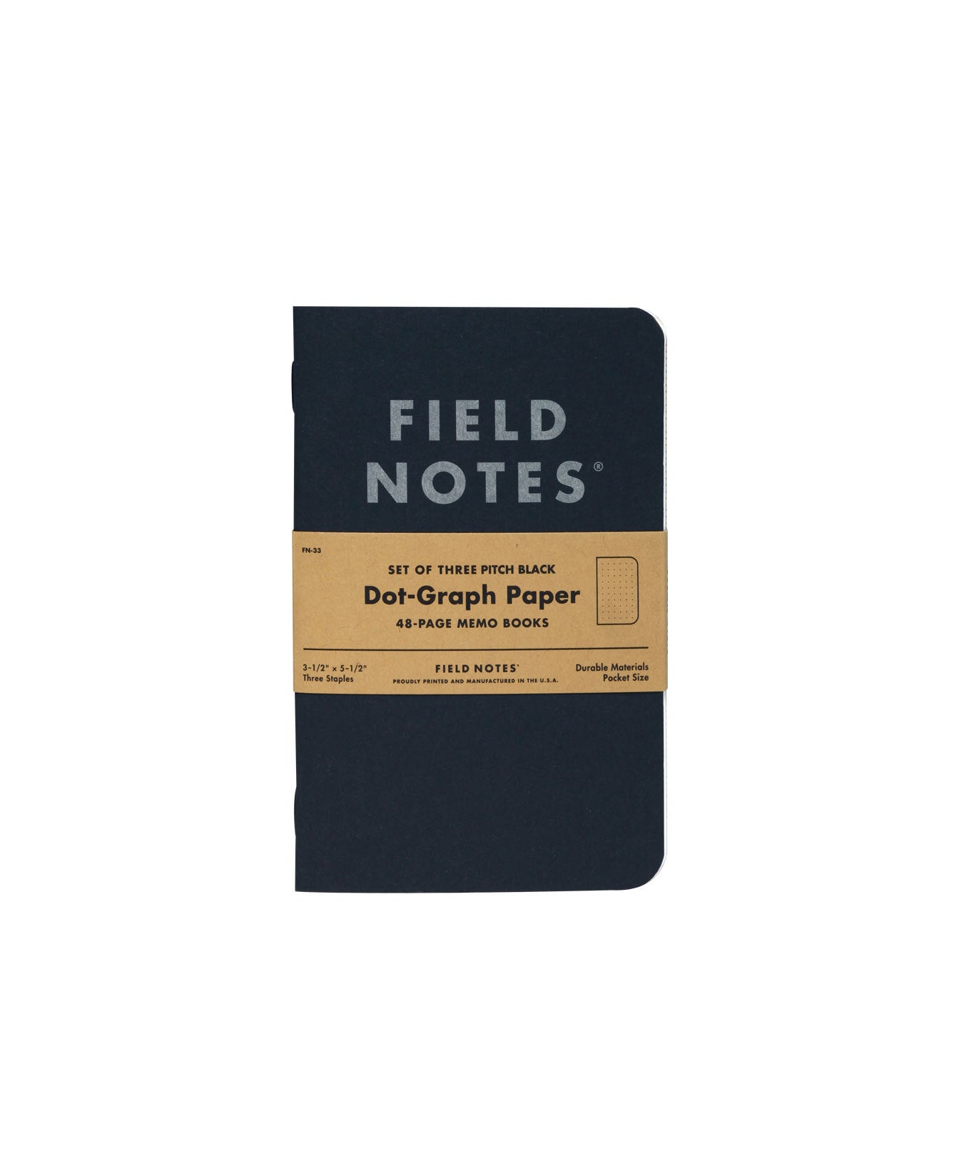 Field Notes Pitch Black Memo Book - Ruled Paper 3-Pack