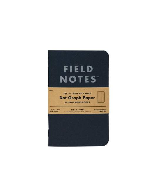 Field Notes Pitch Black Memo Book - Ruled Paper 3-Pack